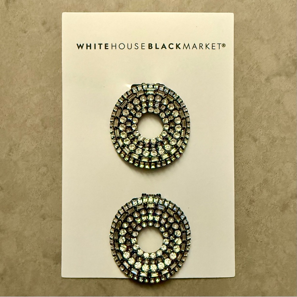 White House Black Market Silver and Hematite Circle Shoe Clips